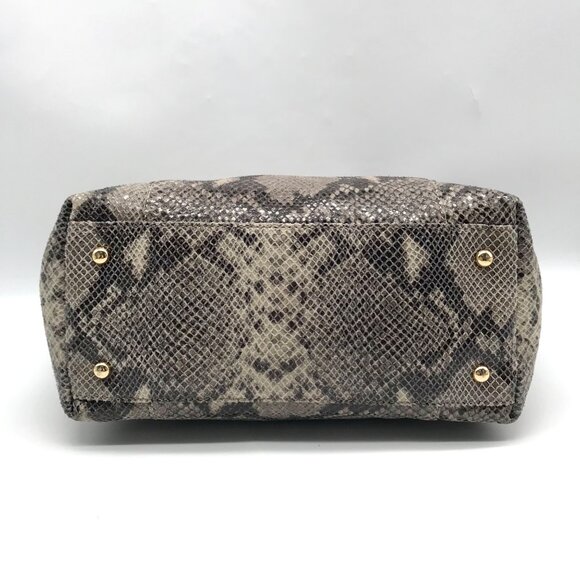 Michael Kors Gray Python Embossed Leather Shoulder Bag - Picture 5 of 10